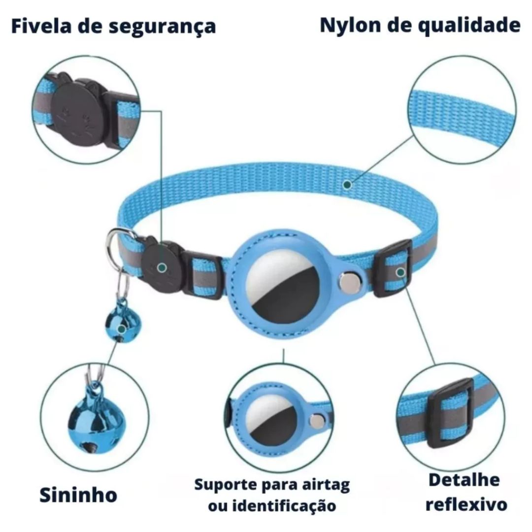 Coleira com Suporte para Tag Rastreadora