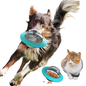 Comedouro Interativo Disco Voador para Pets - Brinquedo Alimentador para Cães e Gatos que Estimula a Caça e a Atividade Física com Design Divertido