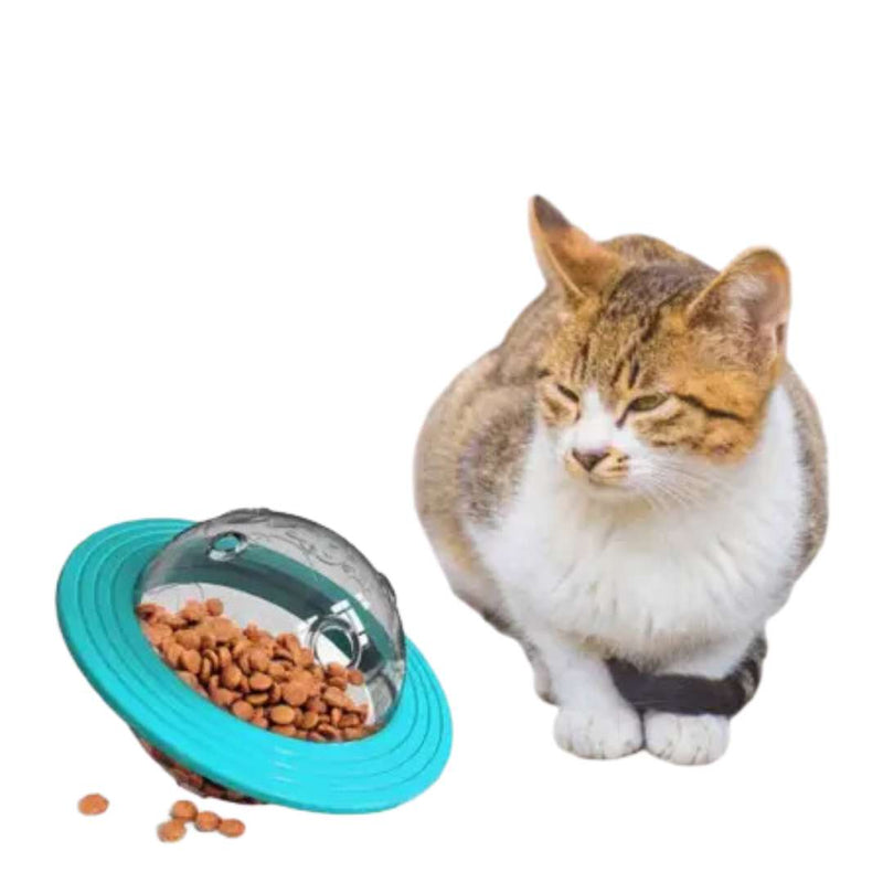 Comedouro Interativo Disco Voador para Pets - Brinquedo Alimentador para Cães e Gatos que Estimula a Caça e a Atividade Física com Design Divertido