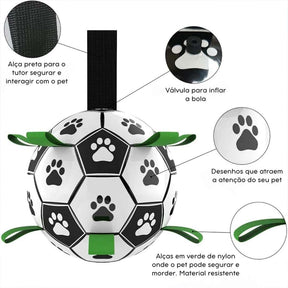 Bola de Futebol Neon Interativa para Cães – Brinquedo Dinâmico para Estimular a Diversão e Exercício