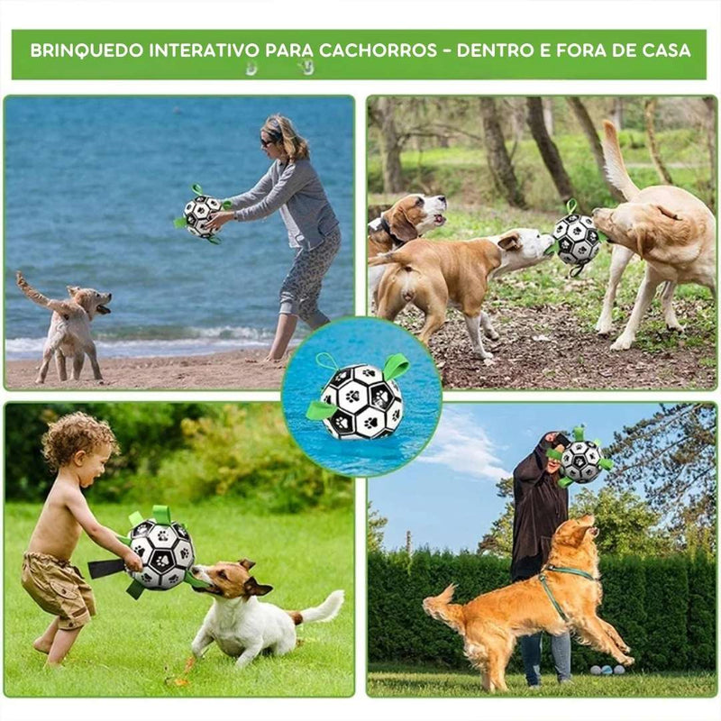 Bola de Futebol Neon Interativa para Cães – Brinquedo Dinâmico para Estimular a Diversão e Exercício