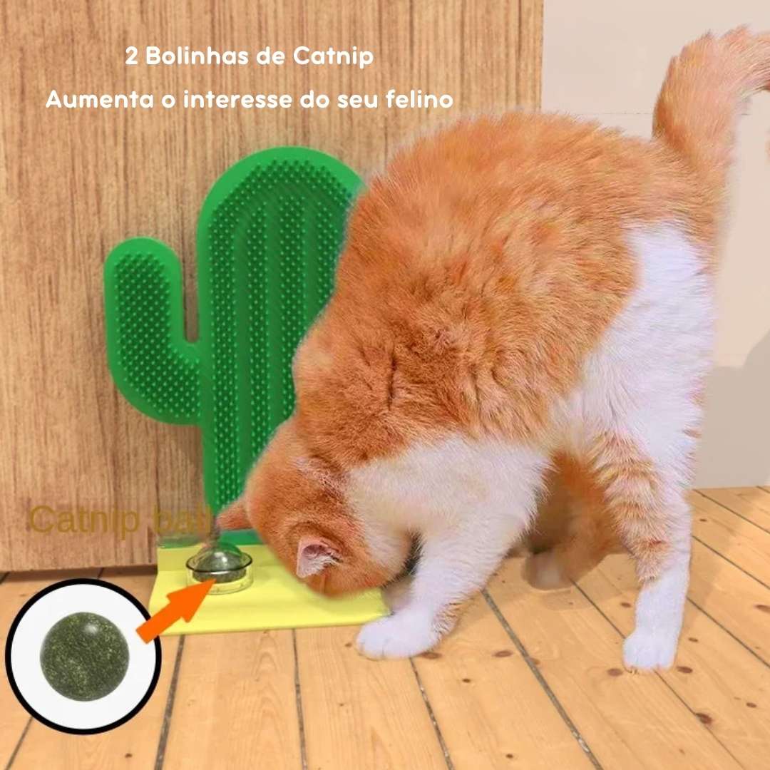 Massageador de Canto Cacto Felino com Catnip: O Brinquedo Perfeito para Gatos que Promove Relaxamento e Diversão