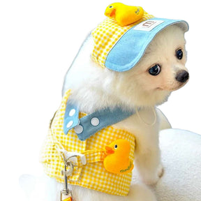 Conjunto Boné e Peitoral Patinho de Luxo para Cães e Gatos – Estilo e Conforto com Design de Patinho