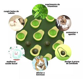 Brinquedo Abacate com Catnip para Gatos - Bola AbaCat para Relaxar e Estimular a Diversão