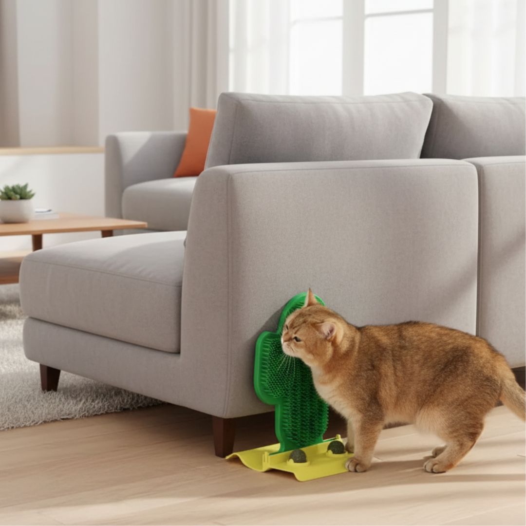 Massageador de Canto Cacto Felino com Catnip: Para Gatos