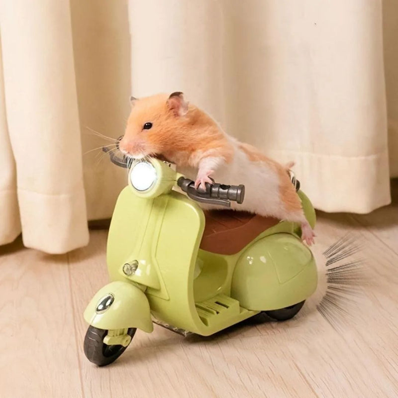 Motocicleta Elétrica Interativa para Roedores - Brinquedo Estimulante para Hamsters e Pequenos Roedores que Promove Atividade Física com Movimento Automático