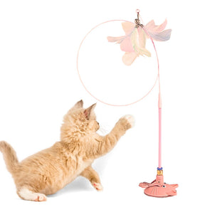 Haste Ventosa Interativa para Gatos – Brinquedo com Penas Naturais para Estimulação e Diversão!