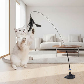 Haste Ventosa Interativa para Gatos – Com Penas para Estimulação e Diversão