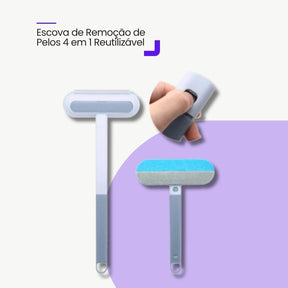 Escova de Remoção de Pelos 4 em 1 Reutilizável