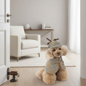 Fantasia de Detetive Xadrez com Chapéu para Cães e Gatos