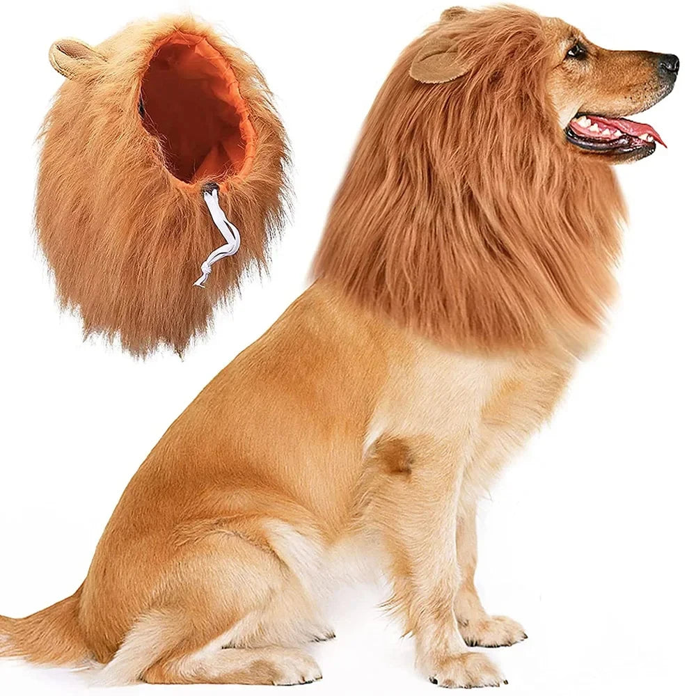Fantasia de Juba de Leão para Cães e Gatos | Ideal para Pets de Médio e Grande Porte | Perfeita para Sessões de Fotos e Festas Temáticas | Ajustável e Confortável para Uso Prolongado