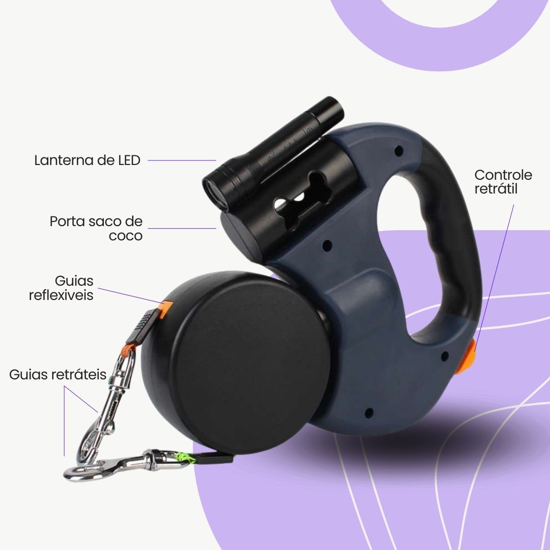 Guia de Passeio Dupla Multifuncional para Cães velú pet 