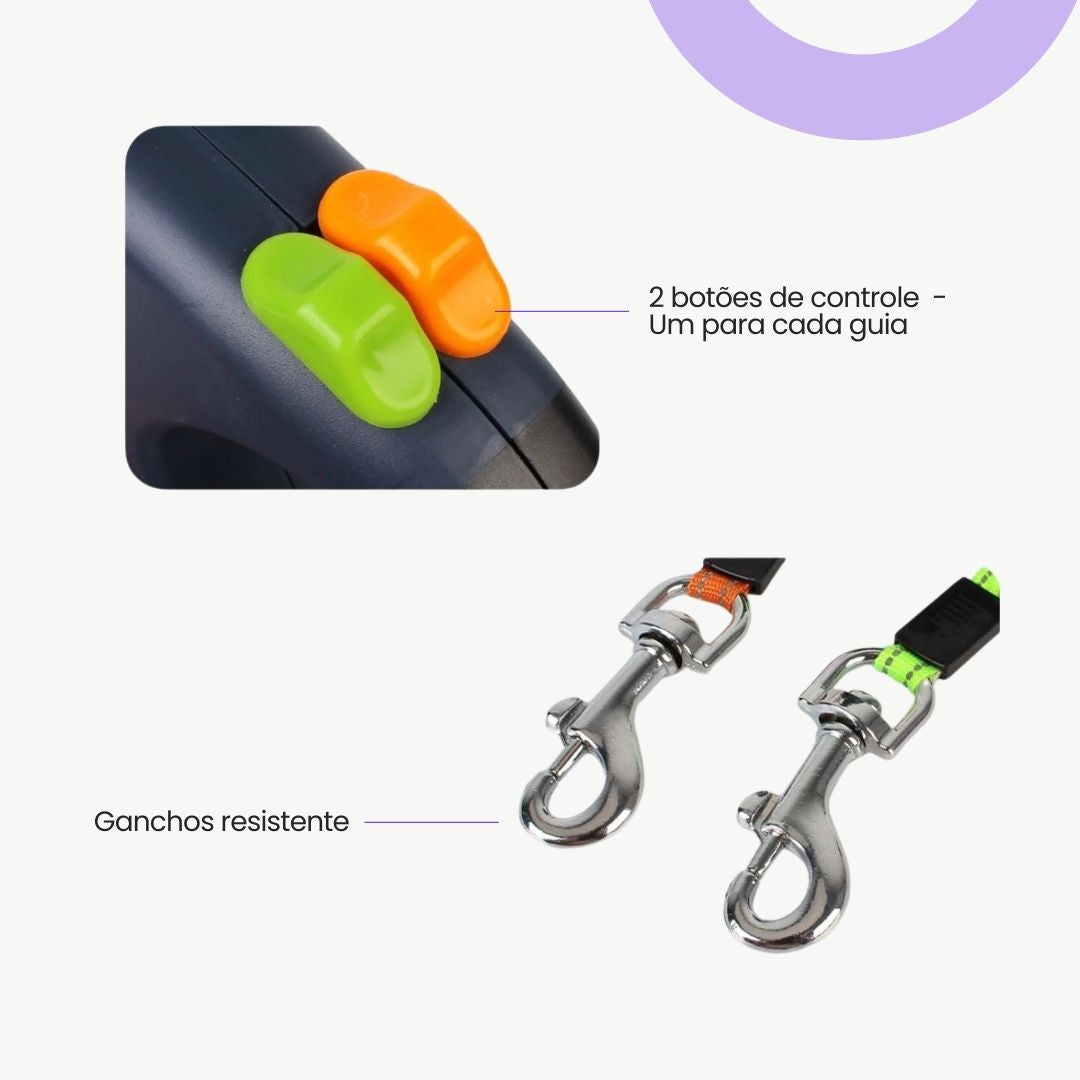 Guia de Passeio Dupla Multifuncional para Cães velú pet 