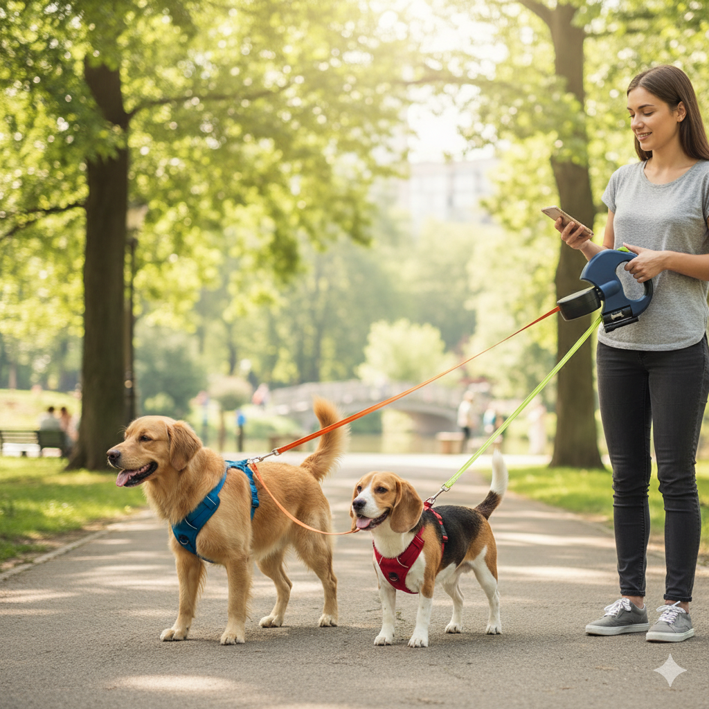 Guia de Passeio Dupla Multifuncional para Cães velú pet