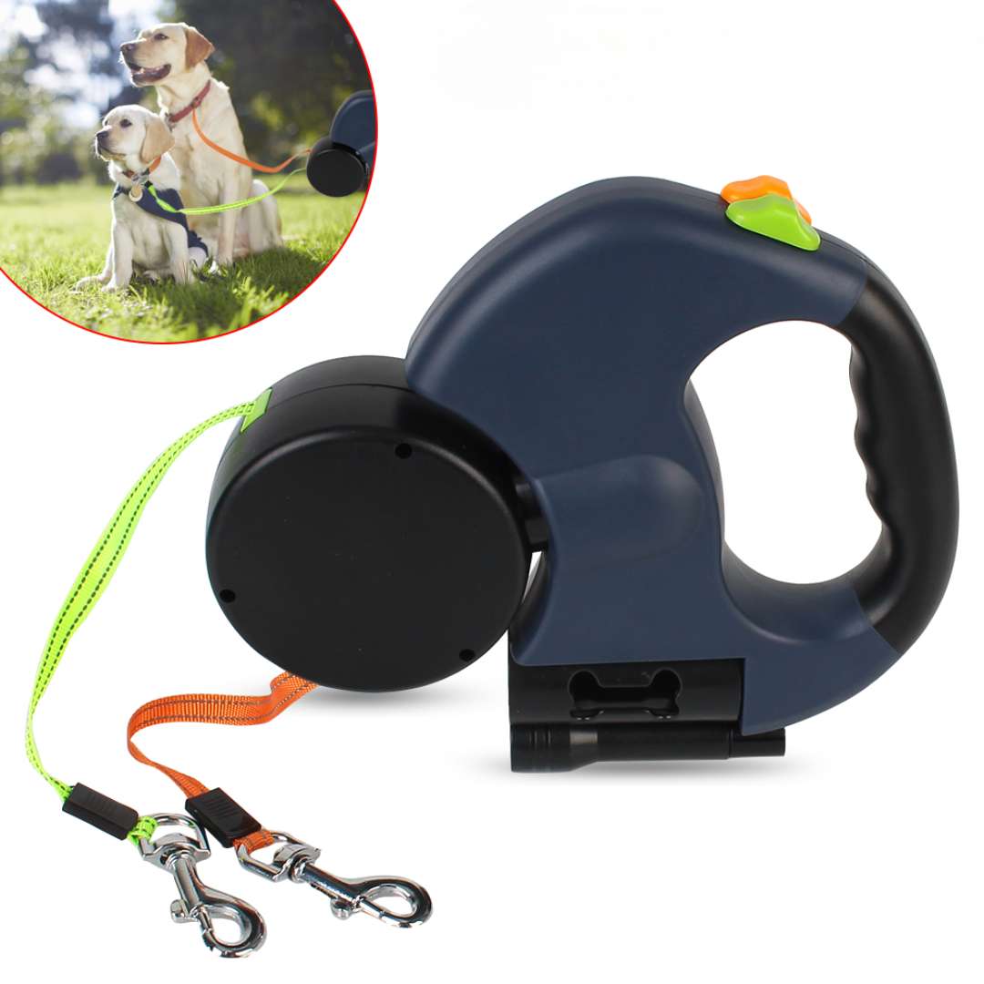 Guia de Passeio Dupla Multifuncional para Pets - Para Cães e Gatos que Facilita Caminhadas Seguras e Confortáveis com Design Ajustável
