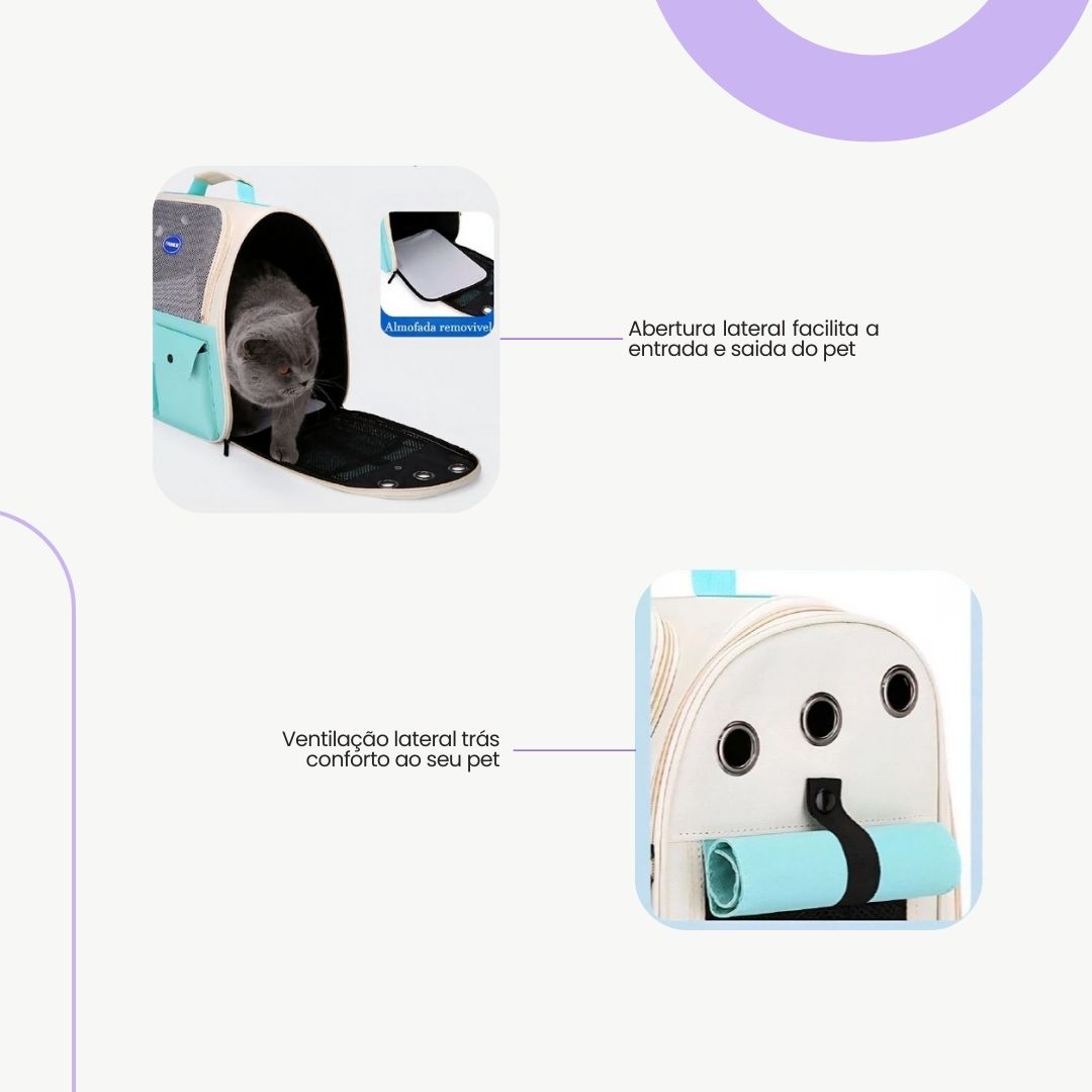Mochila de Luxo para Transporte de Pets – Viagem Confortável velú pet