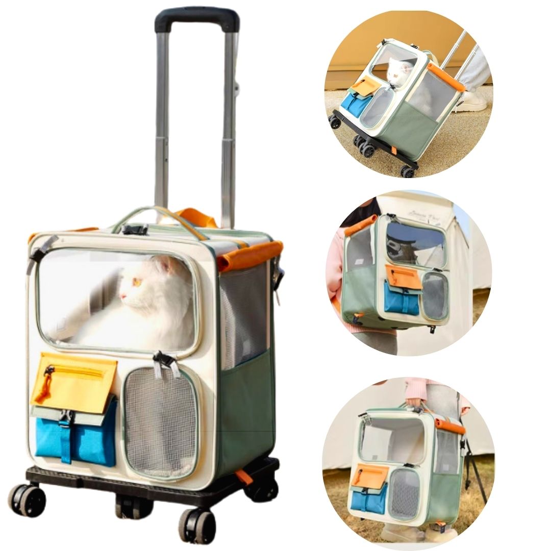 Mochila e Carrinho de Transporte para Pets Pequenos – Conforto e Segurança para Viagens Curta e Longas