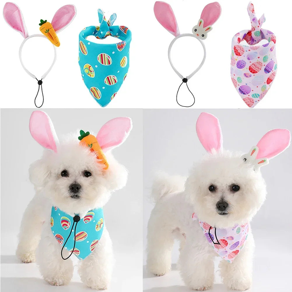 Orelha de Coelho e Bandana de Páscoa para Cães e Gatos - Perfeitas para Celebrar a Páscoa com Estilo e Diversão!