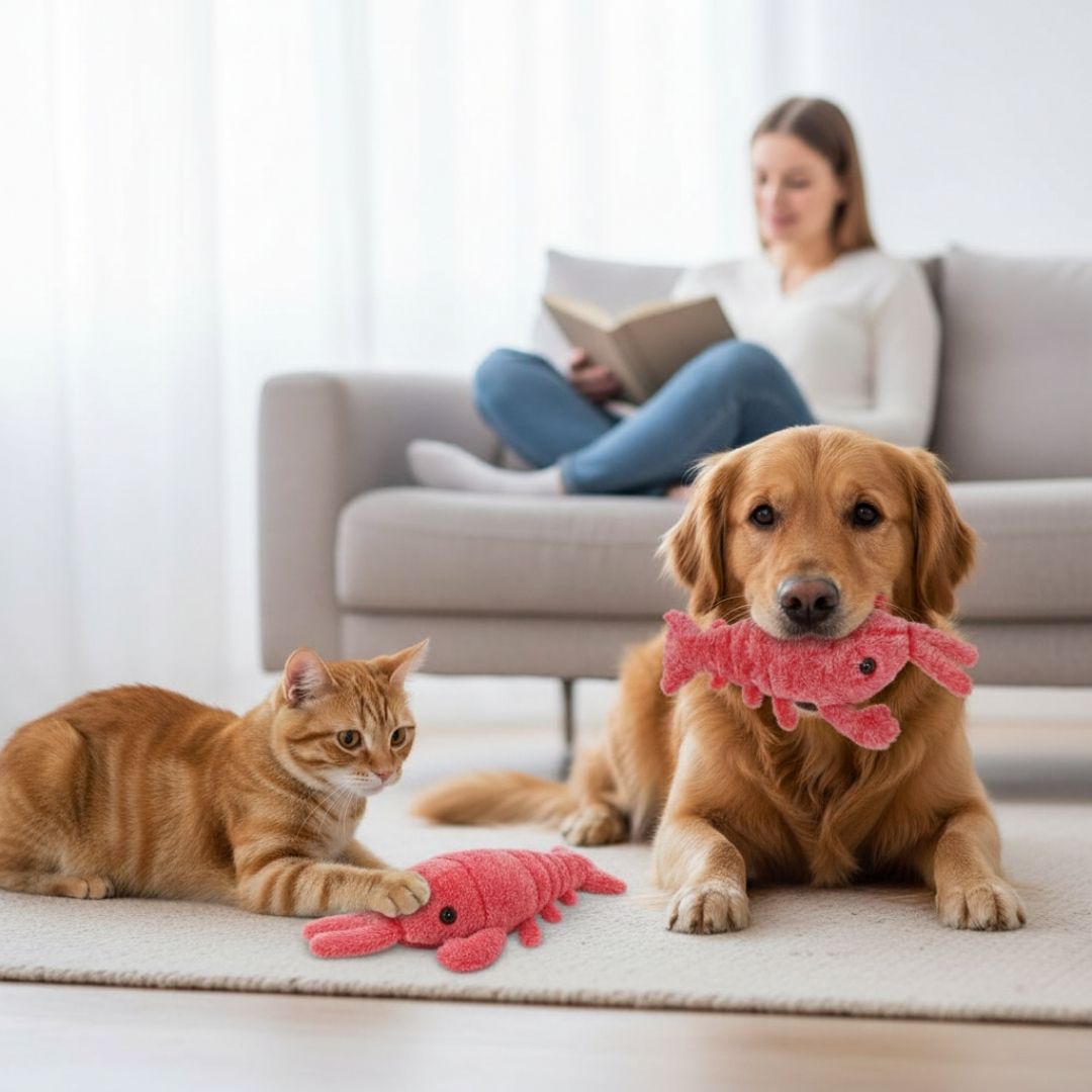 Pelúcia de Lagosta Interativa para Pets – Recarregável e Resistente