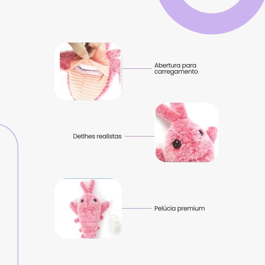 Pelúcia de Lagosta Interativa para Pets – Recarregável e Resistente