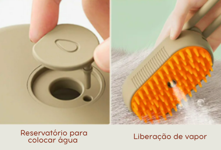 Escova Vaporizadora para Pets – Ideal para Cães e Gatos, Remove Nós e Hidrata com Vapor