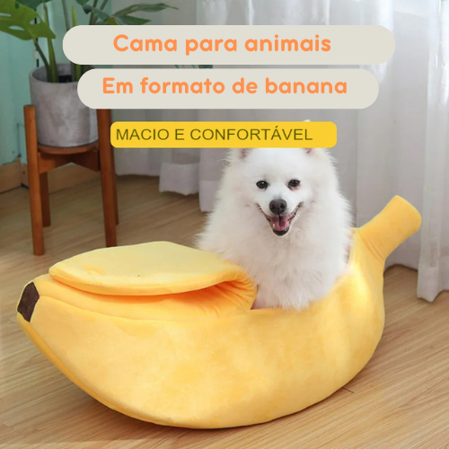 Cama Bananinha Aconchegante para Cães e Gatos – Ideal para Descanso Confortável com Design Divertido e Fechamento Envolvente