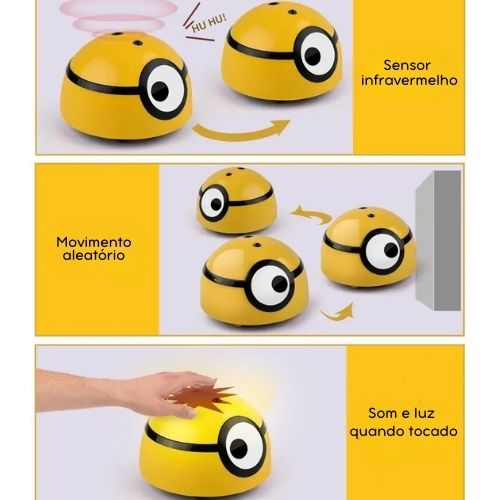 Brinquedo Inteligente de Movimento Automático para Pets – Disco Fugitivo com Design Divertido Minion