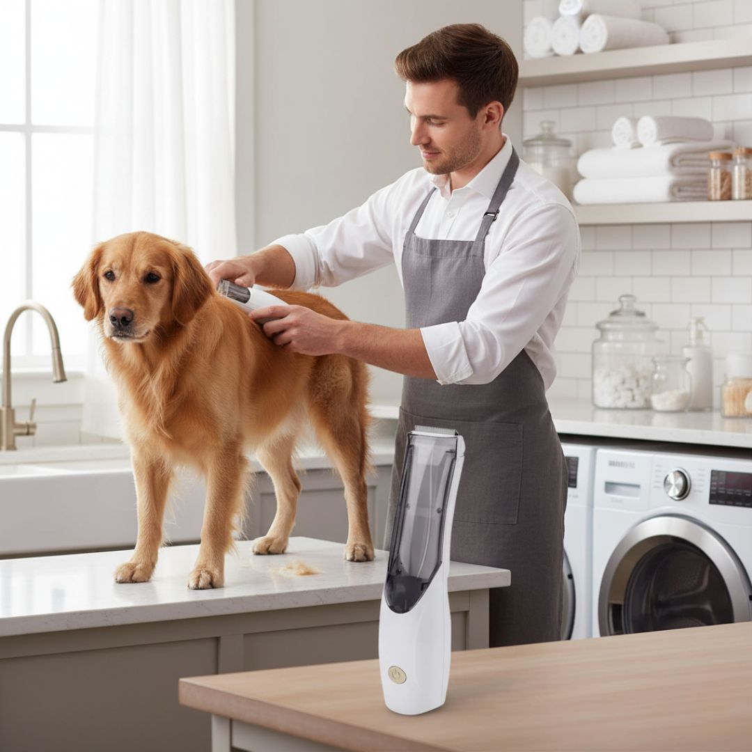 PetTrim Lux™ — Aparador Elétrico Premium com Coletor de Pelos