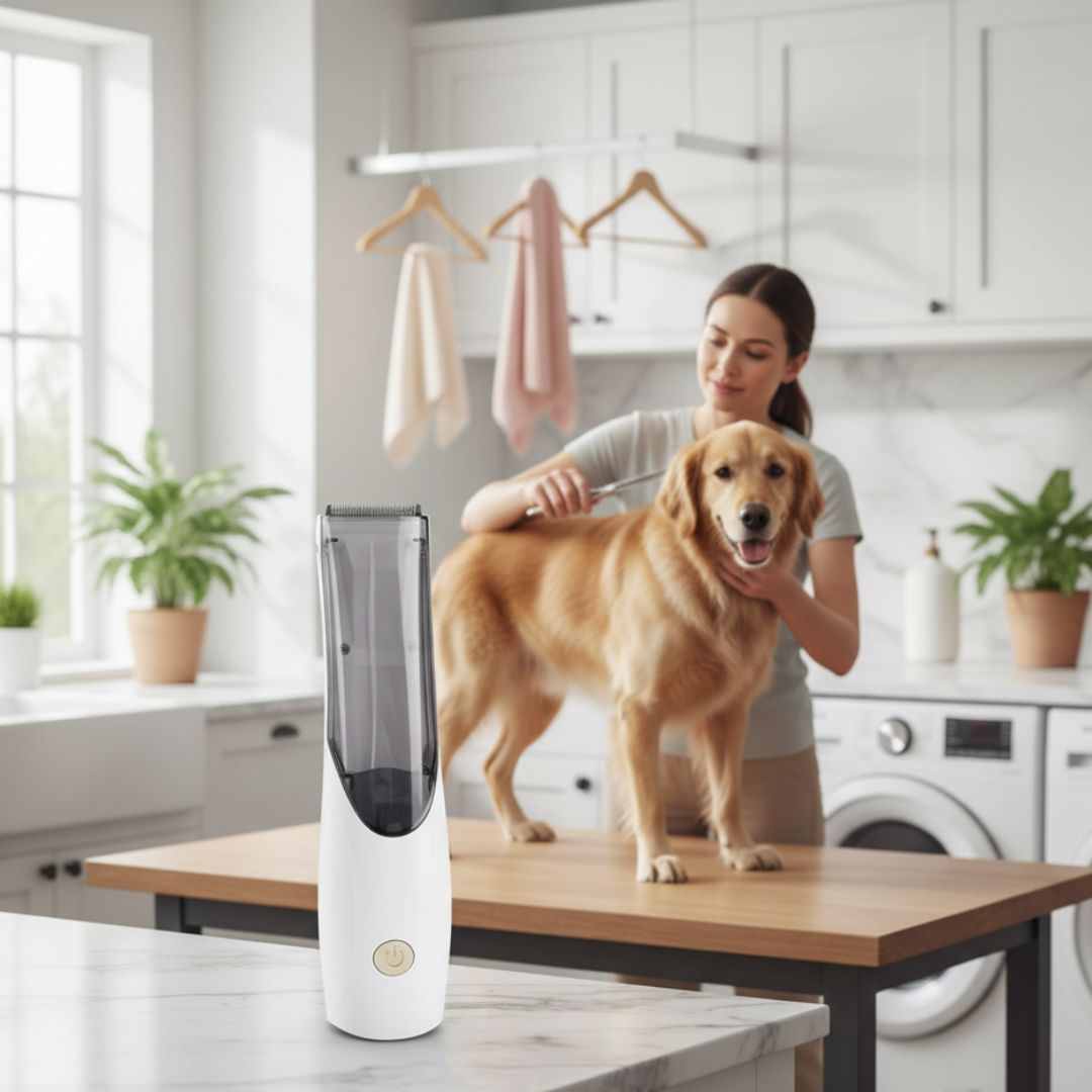 PetTrim Lux™ — Aparador Elétrico Premium com Coletor de Pelos