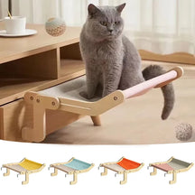 Rede Suspensa de Madeira para Gatos | Para Gatos de Todas as Idades | Oferece Conforto e Descanso Elevado | Design Durável com Lona de Algodão Lavável