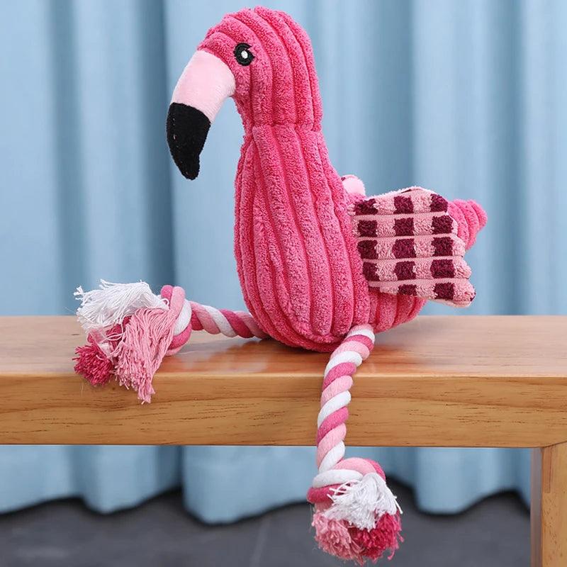 Pelúcia de Flamingo Festivo para Cães e Gatos - Brinquedo Interativo que Promove Diversão e Conforto com Design Colorido e Macio