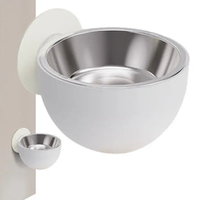 Tigela de Alimentação Magnética em Aço Inoxidável | Para Cães e Gatos de Todos os Tamanhos | Evita Derramamentos e Mantém a Área de Alimentação Organizada | Design Elevado e Fixo com Suporte Montável na Parede