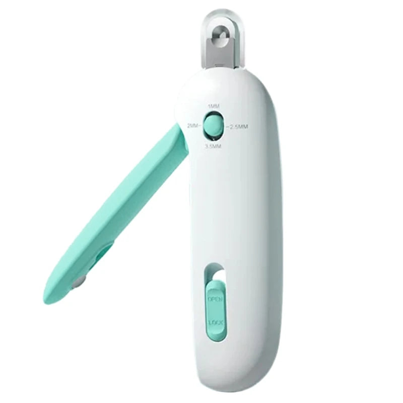 Aparador de Unhas com Luz LED e Reservatório para Gatos | Para Tutores que Cuidam da Higiene Pet | Facilita o Corte Seguro e Preciso das Unhas | Design Ergonômico com Níveis de Lâmina e Coletor de Resíduos