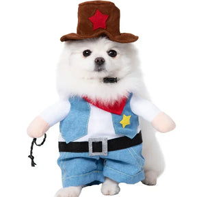 Fantasias para Cães e Gatos | Para Pets de Todos os Tamanhos | Perfeitas para Festas e Fotos | Modelos como Médico, Policial, Astronauta, Cowboy, Pirata, Morcego, Caranguejo e Mula sem Cabeça | Confortáveis, Criativas e Ajustáveis