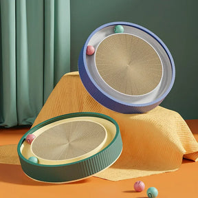 Arranhador Redondo com Cama e Bola Interativa para Gatos | Para Gatos de Todas as Idades | Estimula o Instinto Natural de Arranhar e Proporciona Conforto | Design Durável com Superfície Substituível