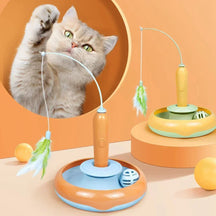Brinquedo Interativo para Gatos Internos – Entretenimento Inteligente com Penas Giratórias 360° para Estímulo Mental e Exercício Diário