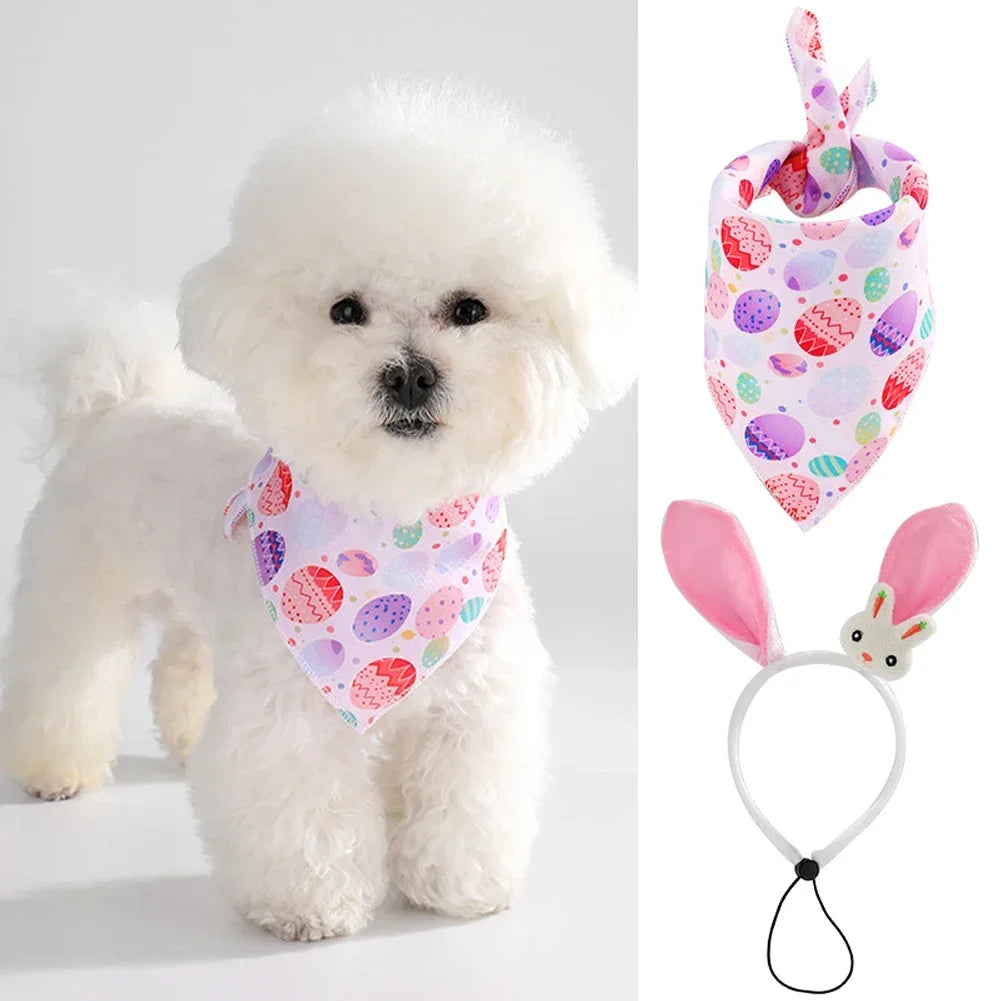Orelha de Coelho e Bandana de Páscoa para Cães e Gatos - Perfeitas para Celebrar a Páscoa com Estilo e Diversão!