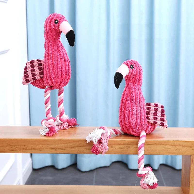 Pelúcia de Flamingo Festivo para Cães e Gatos - Brinquedo Interativo que Promove Diversão e Conforto com Design Colorido e Macio