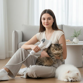 Secador para Pets com Controle de Temperatura | Botão de Expulsão de Pelos nas Cerdas