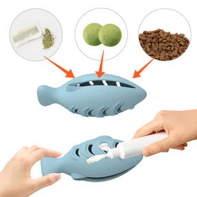 Brinquedo Interativo de Peixe Dispensador de Petisco para Gatos | Para Gatos de Todas as Idades | Estimula a Alimentação Lenta e o Enriquecimento Ambiental | Design Divertido com Compartimento para Catnip