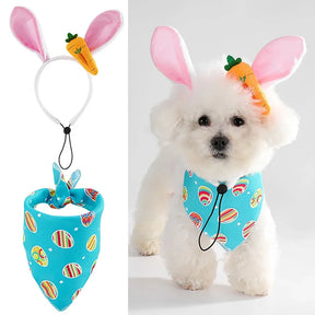 Orelha de Coelho e Bandana de Páscoa para Cães e Gatos - Perfeitas para Celebrar a Páscoa com Estilo e Diversão!