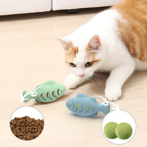 Brinquedo Interativo de Peixe Dispensador de Petisco para Gatos | Para Gatos de Todas as Idades | Estimula a Alimentação Lenta e o Enriquecimento Ambiental | Design Divertido com Compartimento para Catnip