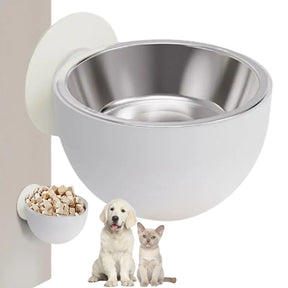 Tigela de Alimentação Magnética em Aço Inoxidável | Para Cães e Gatos de Todos os Tamanhos | Evita Derramamentos e Mantém a Área de Alimentação Organizada | Design Elevado e Fixo com Suporte Montável na Parede
