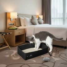 Caixa de Areia Portátil para Gatos – Dobrável, Prática e Confortável para Viagens e Passeios