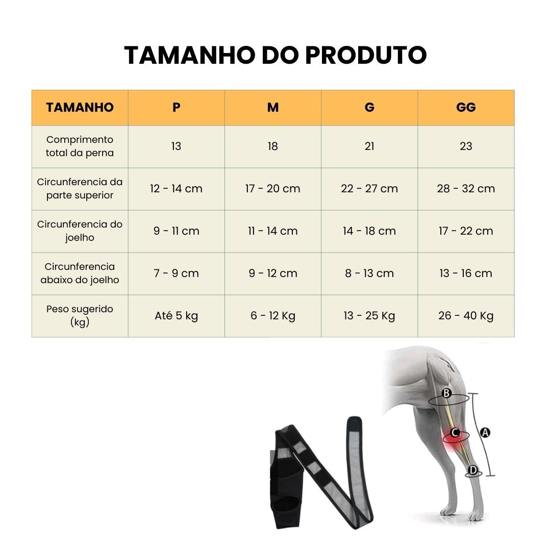 Joelheira Ortopédica Ajustável para Cães e Gatos – Suporte de Articulação e Alívio da Dor