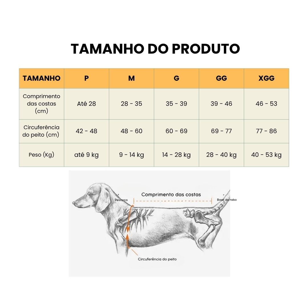 colete ortopédico para cão com tala flexível para dor na coluna e IVDD